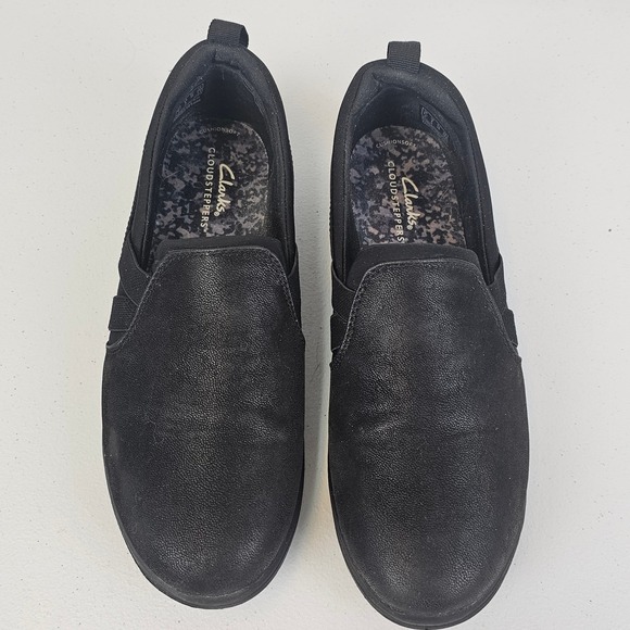 Clarks Womens 8M Black Slip On Shoes‎ Cloud Stepper Work Walking Casual Comfort - Picture 2 of 16